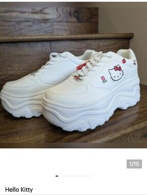 New Sanrio Hello Kitty Platform Sneakers White Woman's US 10 EU 41 From Spain